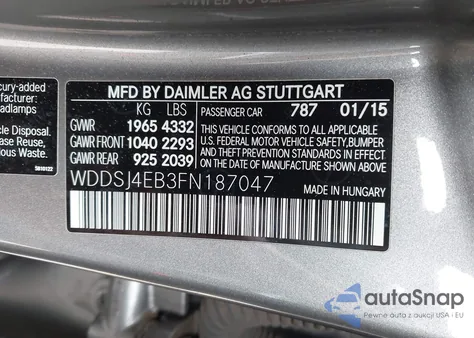 2015 Mercedes-Benz Cla 250 from USA, damaged, VIN WDDSJ4EB3FN187047